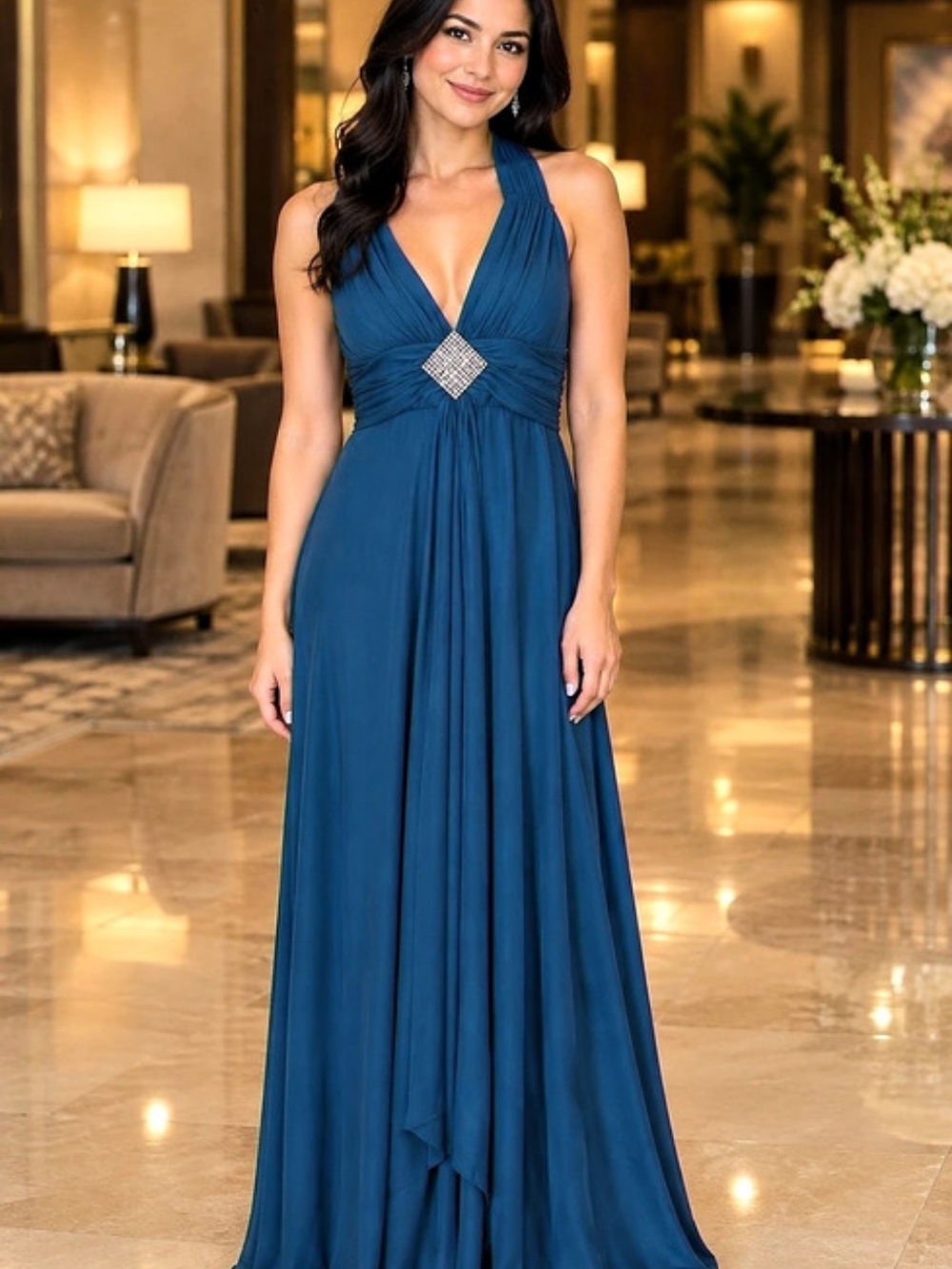 Women's Formal Maxi Dress in Blue Like New